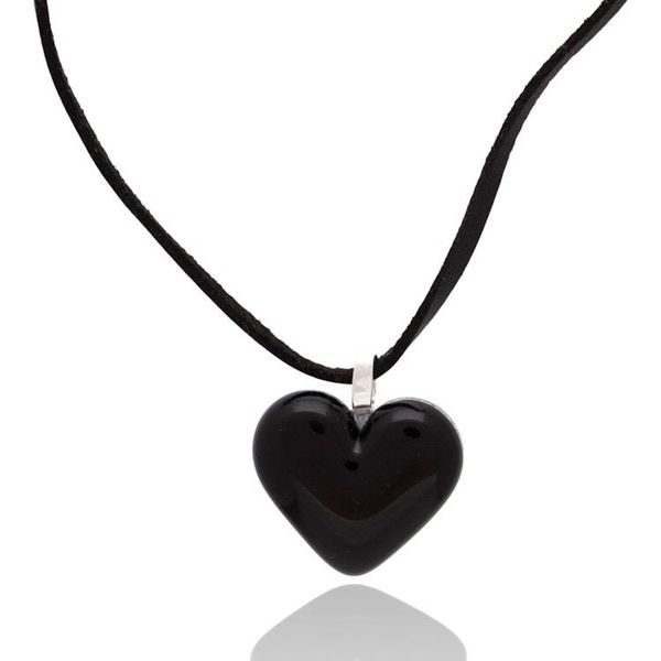 Alternate image for Handcrafted Black Heart-Themed Fused Glass Pendant Necklace My Midnight Love