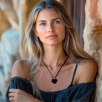 Alternate image for Handcrafted Black Heart-Themed Fused Glass Pendant Necklace My Midnight Love