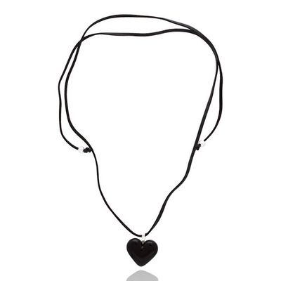Alternate image for Handcrafted Black Heart-Themed Fused Glass Pendant Necklace My Midnight Love