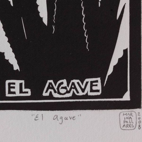 Alternate image for Mexico Folk Art Theme Signed Limited Edition Etching Agave Tequila Lotto