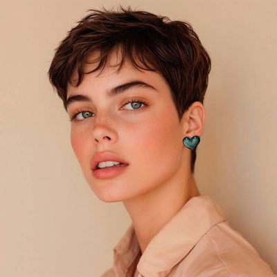 Alternate image for Dichroic Glass Blue Gold-Accented Heart Button Earrings Heart of Silver