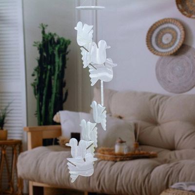 Alternate image for Mexican Handcrafted Natural White Onyx Dove-Themed Mobile Feathers to Heaven