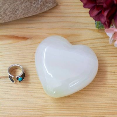 Primary image for Heart-Shaped White Onyx Home Accent Hand-Carved in Mexico Take my Heart