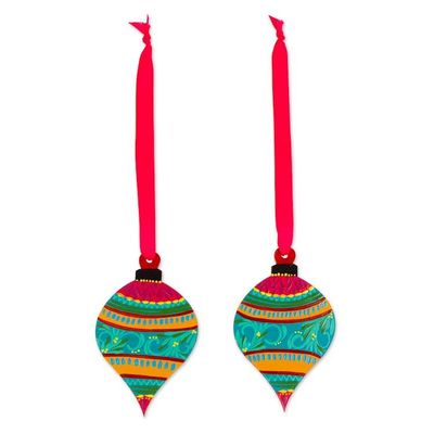 Alternate image for Classic Hand-Painted Spinning Top Wood Ornaments from Mexico Spinning Celebration