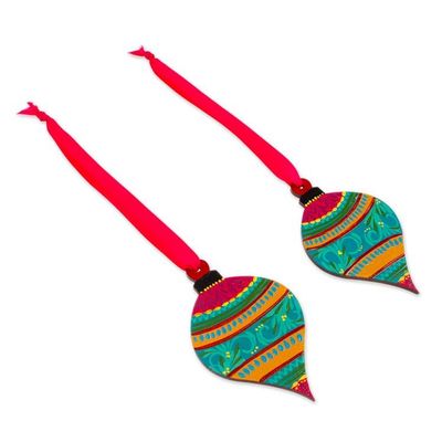 Alternate image for Classic Hand-Painted Spinning Top Wood Ornaments from Mexico Spinning Celebration