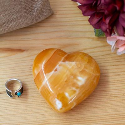 Primary image for Hand-Carved Brown Onyx Home Accent with Heart Design You Own my Heart