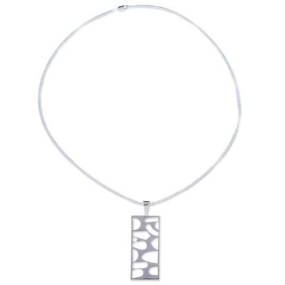 Alternate image for Modern Sterling Silver Pendant Necklace from Mexico Organic Form
