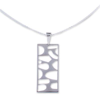 Alternate image for Modern Sterling Silver Pendant Necklace from Mexico Organic Form