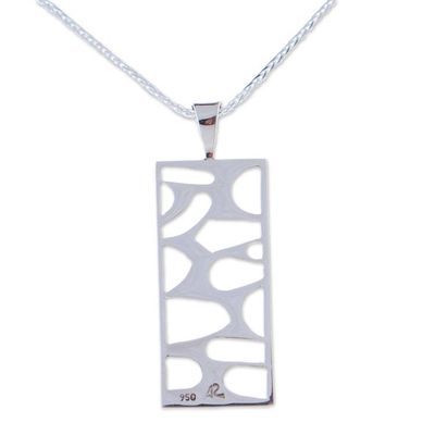 Alternate image for Modern Sterling Silver Pendant Necklace from Mexico Organic Form