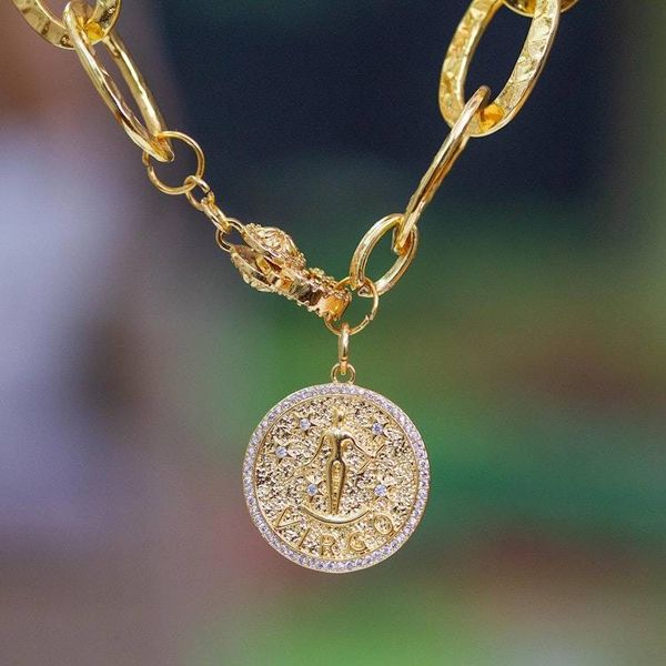 Alternate image for Cubic Zirconia Virgo Pendant Necklace with 24k Gold Plating Virgo Born