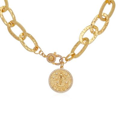 Alternate image for Cubic Zirconia Virgo Pendant Necklace with 24k Gold Plating Virgo Born