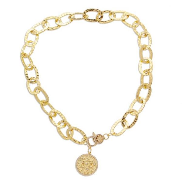 Alternate image for 24k Gold-Plated Cubic Zirconia Libra Sign Pendant Necklace Libra Born