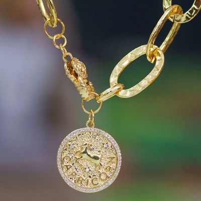 Primary image for Zodiac-Themed 24k Gold-Plated Capricorn Pendant Necklace Capricorn Born