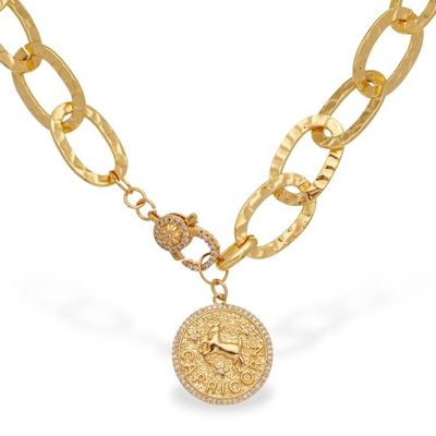 Alternate image for Zodiac-Themed 24k Gold-Plated Capricorn Pendant Necklace Capricorn Born