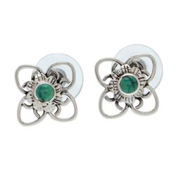 Image for Floral Sterling Silver and Natural Turquoise Button Earrings The Bloom of Hope