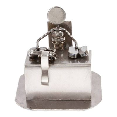 Alternate image for Hand Crafted Recycled Metal Rustic Sculpture Mexico Rustic Accountant