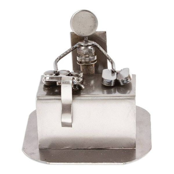 Alternate image for Hand Crafted Recycled Metal Rustic Sculpture Mexico Rustic Accountant