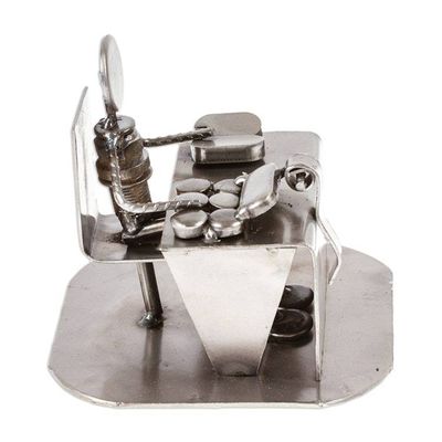 Alternate image for Hand Crafted Recycled Metal Rustic Sculpture Mexico Rustic Accountant