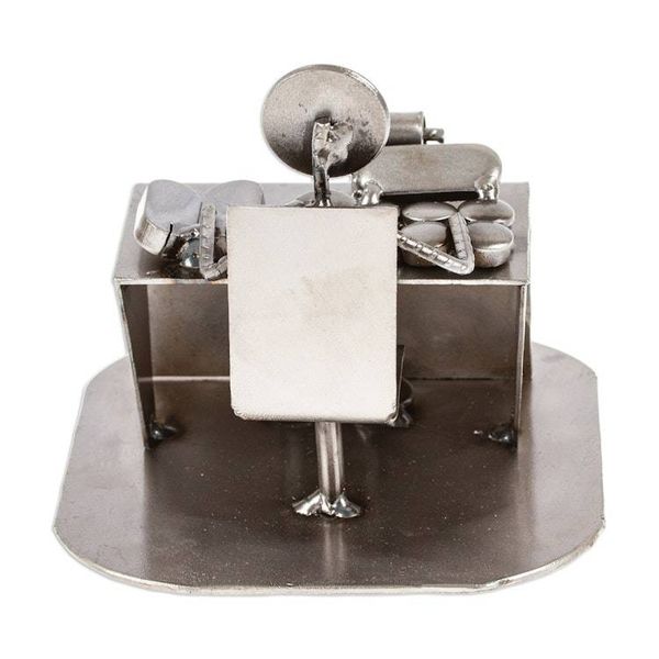 Alternate image for Hand Crafted Recycled Metal Rustic Sculpture Mexico Rustic Accountant