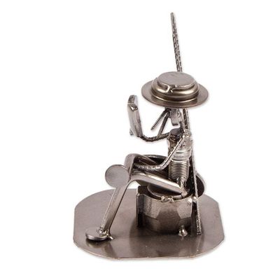 Alternate image for Eco Friendly Spark Plug Don Quixote Sculpture from Mexico Quixote Reads Cervantes