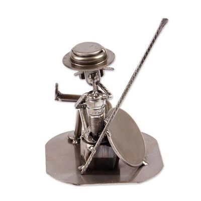 Alternate image for Eco Friendly Spark Plug Don Quixote Sculpture from Mexico Quixote Reads Cervantes