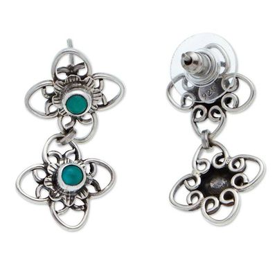 Alternate image for Taxco Sterling Silver Turquoise Floral Dangle Earrings Bewitching Blooms