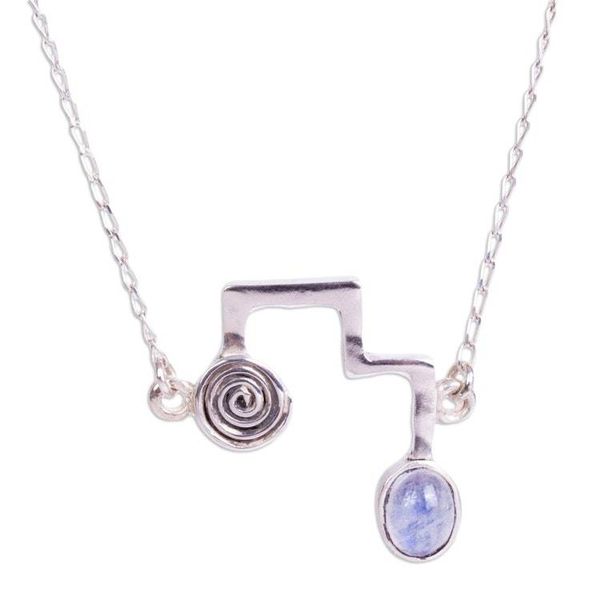 Alternate image for Sterling Silver Necklace with Modern Labradorite Pendant Light of Energy