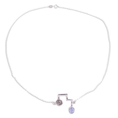 Alternate image for Sterling Silver Necklace with Modern Labradorite Pendant Light of Energy