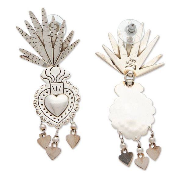 Alternate image for Taxco Sterling Silver Heart and Agave Chandelier Earrings Hearts and Nature