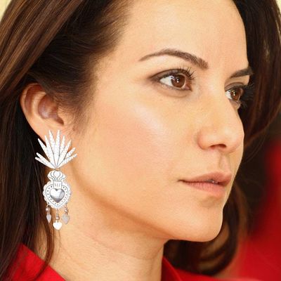 Alternate image for Taxco Sterling Silver Heart and Agave Chandelier Earrings Hearts and Nature