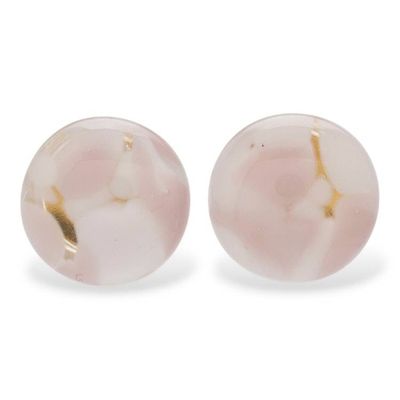 Alternate image for Fused Glass Mosaic Button Earrings with Gold-Plated Posts Lilac Textures