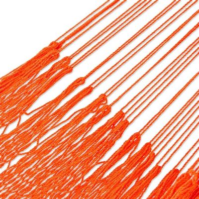 Alternate image for Orange Tasseled  Cotton Hammock Single From Mexico Veranda in Orange