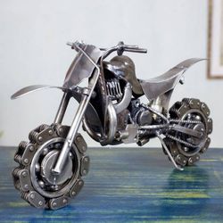 Image for Collectible Recycled Metal Motorcycle Sculpture Rustic Motorcross Bike