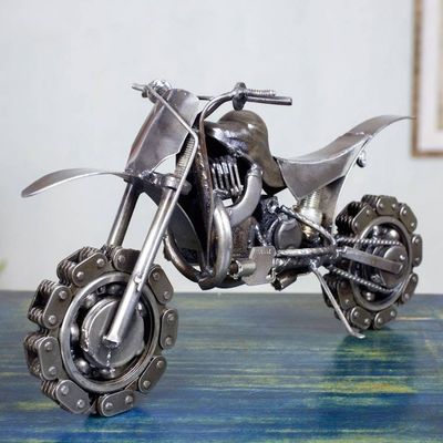 Primary image for Collectible Recycled Metal Motorcycle Sculpture Rustic Motorcross Bike