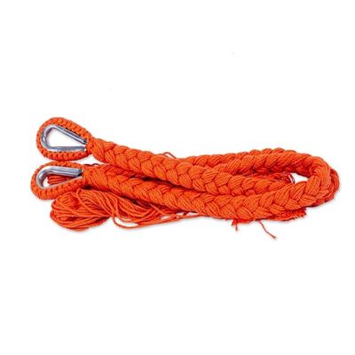 Alternate image for Orange Tasseled  Cotton Hammock Single From Mexico Veranda in Orange