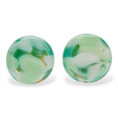 Alternate image for 18k Gold-Accented Green Fused Glass Mosaic Button Earrings Emerald Textures