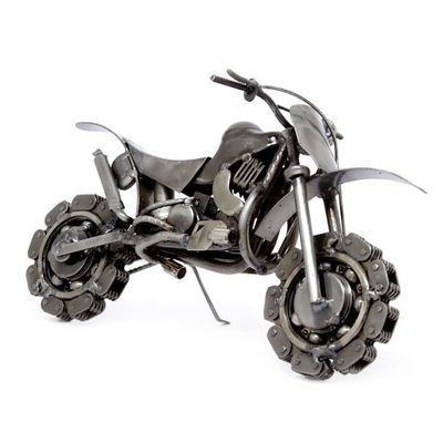 Alternate image for Collectible Recycled Metal Motorcycle Sculpture Rustic Motorcross Bike
