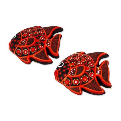 Alternate image for Hand-Painted Ceramic Fish Ornaments in Red Pair Red Fish