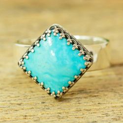 Image for Natural Turquoise Cocktail Ring Regal Crown