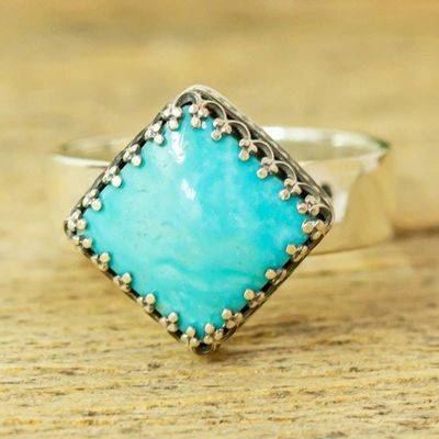 Primary image for Natural Turquoise Cocktail Ring Regal Crown