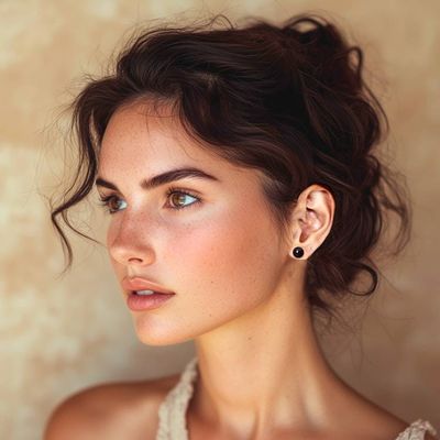 Alternate image for Black Round Handcrafted Fused Glass Silver Stud Earrings Essential Black