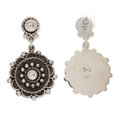 Alternate image for Oxidized Floral Taxco Sterling Silver Dangle Earrings Baroque Spring