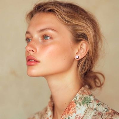 Alternate image for Dichroic Glass Silver Round Stud Earrings Handmade in Mexico Essential Sparkle