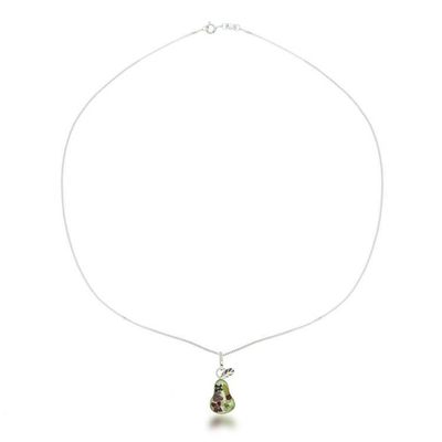 Alternate image for Pear Pendant Necklace with Natural Flower Preserved in Resin Perfect Pear