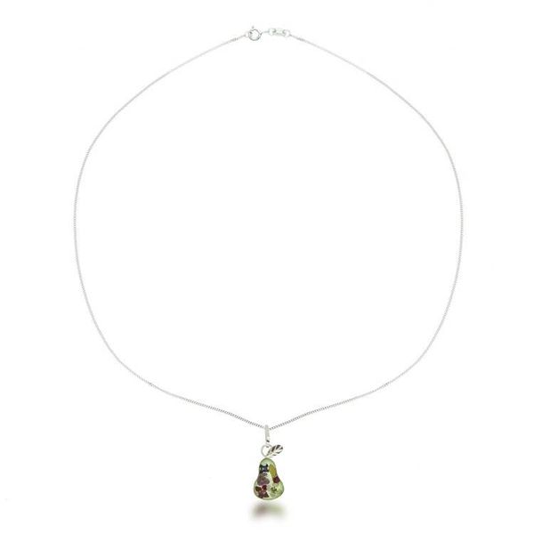 Alternate image for Pear Pendant Necklace with Natural Flower Preserved in Resin Perfect Pear