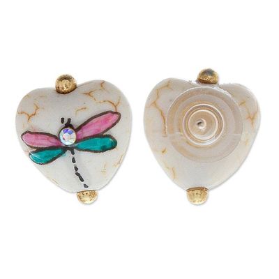 Alternate image for Gold-Accented Dragonfly Howlite Stud Earrings in Sweet Hues Tender Inspiration