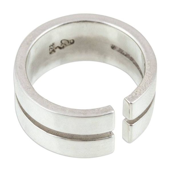 Alternate image for Minimalist Modern Taxco Silver Wrap Ring from Mexico Minimalist Splendor