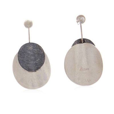 Alternate image for Brushed Sterling Silver Drop Earrings with Moon Details Moon Lullaby