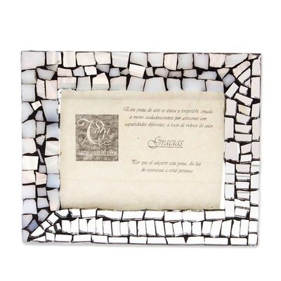 Alternate image for Mirror Glass Photo Frame Handmade by Mexican Artisans 3x4 Shimmering Beloved