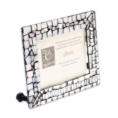 Alternate image for Mirror Glass Photo Frame Handmade by Mexican Artisans 3x4 Shimmering Beloved